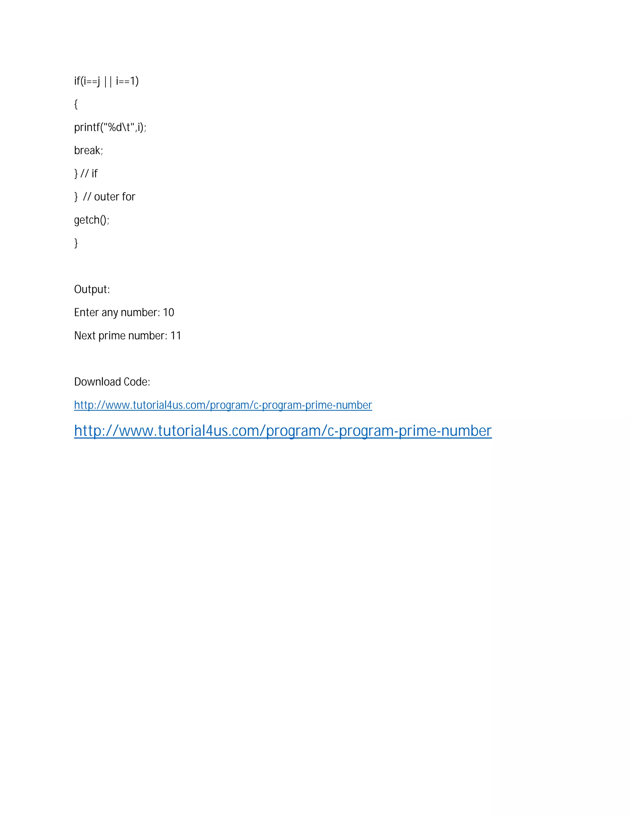 Prime number program in c | PDF