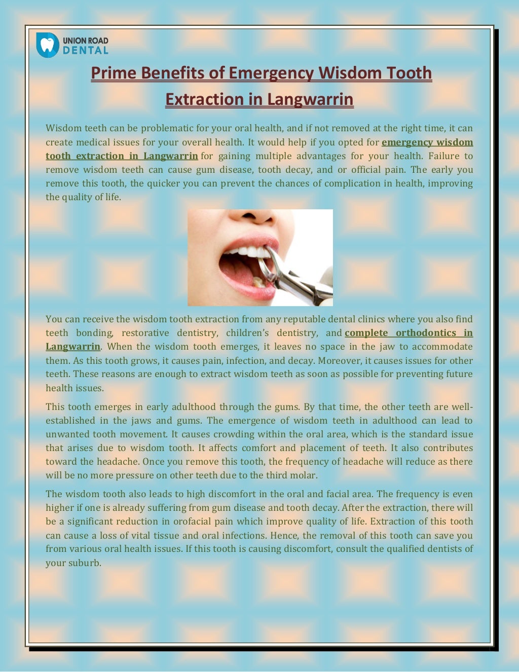 Prime Benefits Of Emergency Wisdom Tooth Extraction In Langwarrin