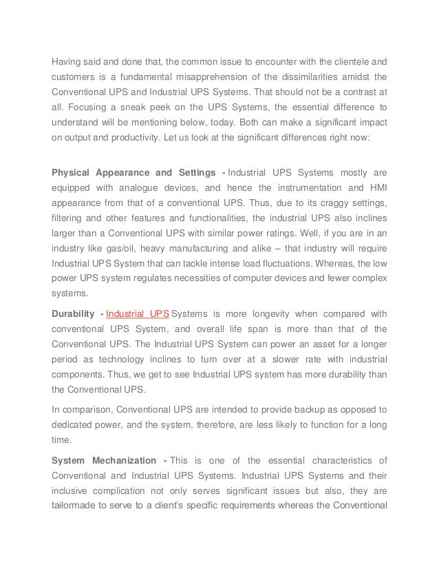 Prime difference between industrial ups vs conventional ups pdf