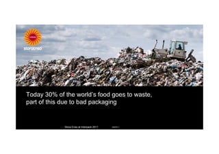 Today 30% of the world’s food goes to waste,
part of this due to bad packaging


             Stora Enso at Interpack 2011   8/8/2011
 