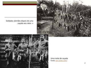17
Soldados alemães depois de uma
caçada aos ratos ->
Uma noite de caçada
Fonte: pro.corbis.com/
 