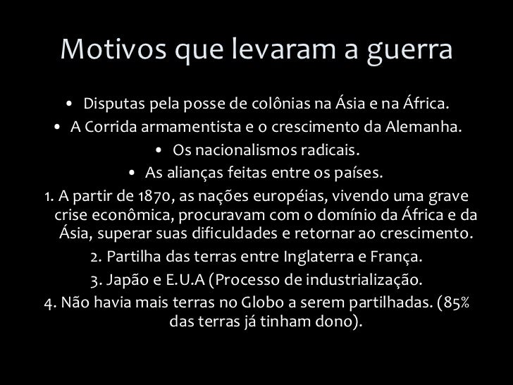 Quais As Causas Que Levaram A Primeira Guerra Mundial