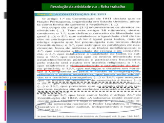 Resolução da atividade 2.2 – ficha trabalho
 
