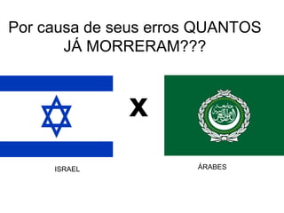 Por causa de seus erros QUANTOS
JÁ MORRERAM???
ISRAEL ÁRABES
x
 