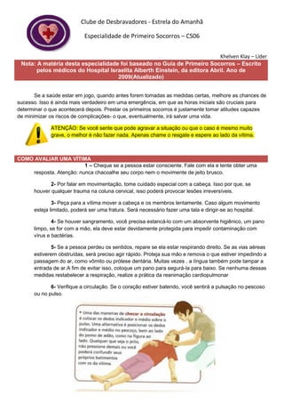 09 - Primeiros Socorros, PDF, Primeiros socorros