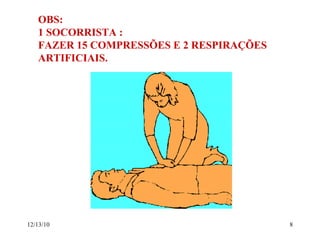 OBS: 1 SOCORRISTA : FAZER 15 COMPRESSÕES E 2 RESPIRAÇÕES ARTIFICIAIS. 