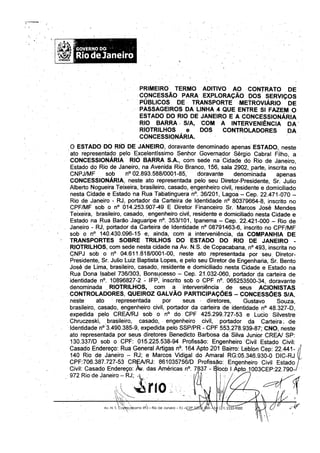 Primeiro Termo aditivo ao Contrato de Concessão da Concessionária Rio Barra - 25-02-2010