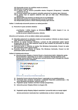 Primena racunara vezba 1 - ovladavanje windowsom new | PDF