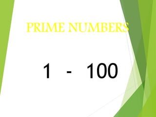 PRIME NUMBERS
1 - 100
 