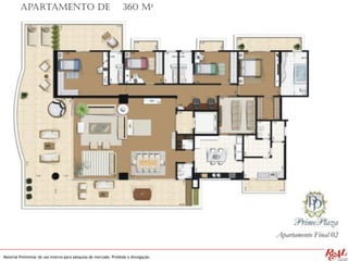 Apartamento de 360 M²
Material Preliminar de uso interno para pesquisa de mercado. Proibida a divulgação.
 