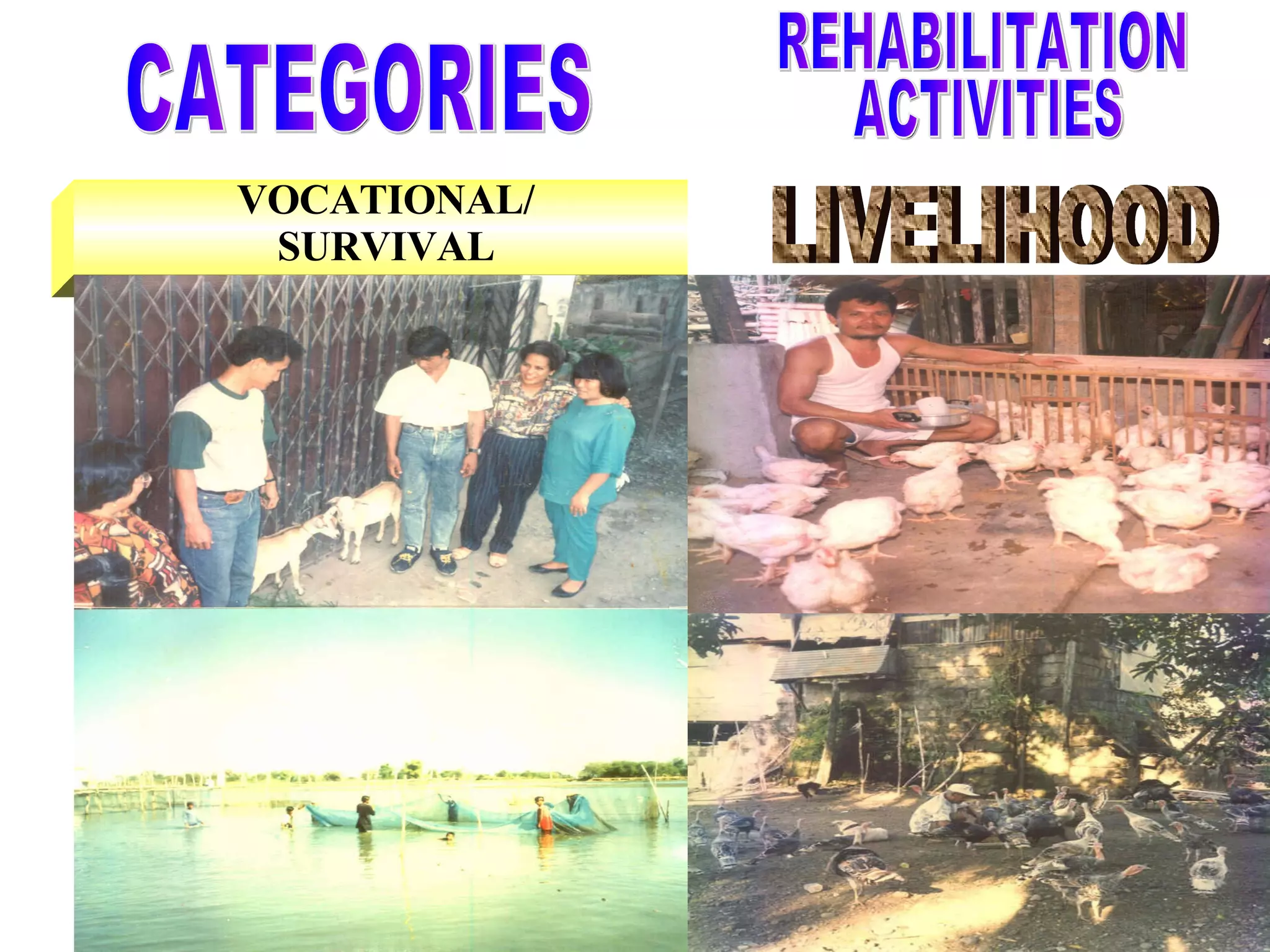 VOCATIONAL/ SURVIVAL CATEGORIES LIVELIHOOD REHABILITATION ACTIVITIES 