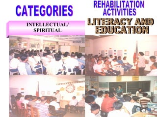 INTELLECTUAL/ SPIRITUAL CATEGORIES LITERACY AND EDUCATION REHABILITATION ACTIVITIES 