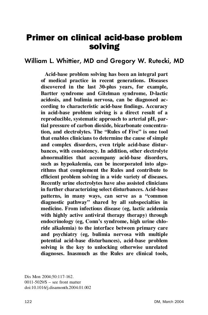 Primer on clinical acid-base problem solvingWilliam L. Whittier, MD and Gregory W ...