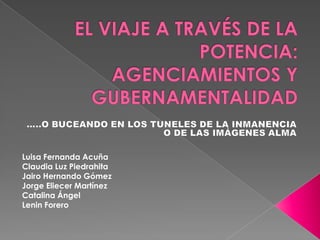 FASES DE LA PROPUESTAPrimera fase CONEXIÓN CON LA INTUICIÓN: ¿COMO BLOQUEAR LA VIGILANCIA RACIONAL Y ALIARNOS CON EL PENSAR FICCIONAL ? Se inicia un viaje a través de los devenires subjetivos, utilizando  elementos rituales que se encargan de crear un contexto ceremonial que bloquea la racionalidad y avanza hacia el mundo de la intuición y las imágenes. 
