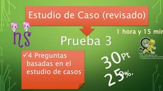 Prueba 3
Estudio de Caso (revisado)
4 Preguntas
basadas en el
estudio de casos
http://2.bp.blogspot.com/-
yIUsxeyZ7uE/Ub108mn9TxI/AAAAA
s/74qQvoZUv3U/s1600/tiempo7.jp
 