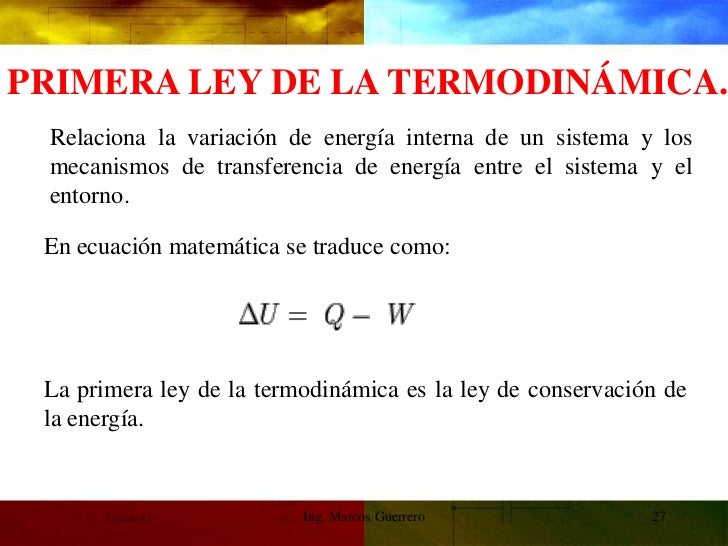 Primera ley de la termodinámica