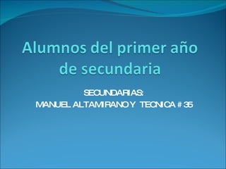 SECUNDARIAS: MANUEL ALTAMIRANO Y  TECNICA # 35 
