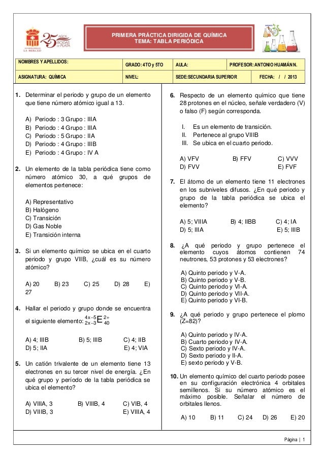 prctica de tabla peridica primera prctica dirigida de qumica - Tabla Periodica De Elementos Quimicos Con Nombres prctica de tabla peridica primera prctica dirigida de qumica - Tabla Periodica De Elementos Quimicos Con Nombres