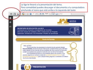 La liga te llevará a la presentación del tema.Para comodidad puedes descargar el documento a tu computadora pinchando el icono que está arriba a la izquierda del texto