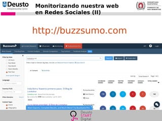Monitorizando nuestra web
en Redes Sociales (II)
http://buzzsumo.com
 