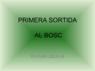 PRIMERA SORTIDA
AL BOSC
P3 CURS 2013-14
 