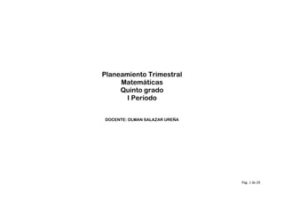 Planeamiento Trimestral
Matemáticas
Quinto grado
I Periodo
DOCENTE: OLMAN SALAZAR UREÑA
Pág. 1 de 29
 