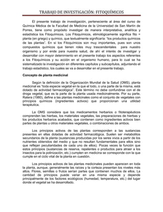 Primer avance de fitoquímicos