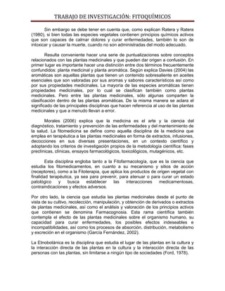 Primer avance de fitoquímicos