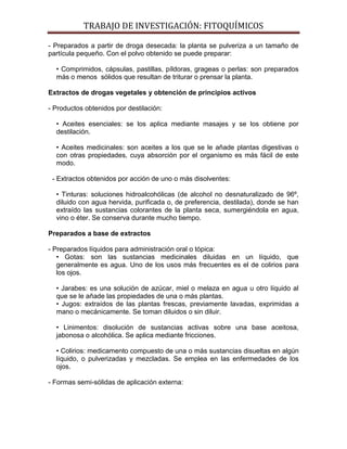 Primer avance de fitoquímicos