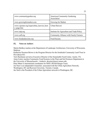 Urban Agriculture and Community Food Security in the United States | PDF