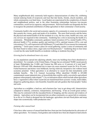 Urban Agriculture and Community Food Security: Farming from the City ...