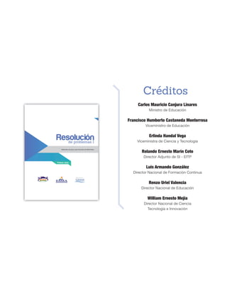 Carlos Mauricio Canjura Linares
Ministro de Educación
Francisco Humberto Castaneda Monterrosa
Viceministro de Educación
Erlinda Handal Vega
Viceministra de Ciencia y Tecnología
Rolando Ernesto Marín Coto
Director Adjunto de SI - EITP
Luis Armando González
Director Nacional de Formación Continua
Renzo Uriel Valencia
Director Nacional de Educación
William Ernesto Mejía
Director Nacional de Ciencia
Tecnología e Innovación
Créditos
 
