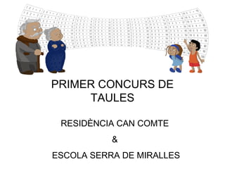 PRIMER CONCURS DE
TAULES
RESIDÈNCIA CAN COMTE
&
ESCOLA SERRA DE MIRALLES
 