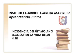 INSTITUTO GABRIEL GARCIA MARQUEZ
Aprendiendo Juntos
INCIDENCIA DEL ÚLTIMO AÑO
ESCOLAR EN LA VIDA DE MI
HIJ@
 