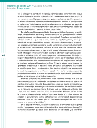 Programa Primaria Primer grado RIEB 2011 | PDF