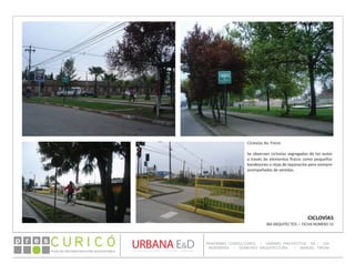PLAN DE RECONSTRUCCIÓN SUSTENTABL E
Óp re s DETALLE CONTENIDO LINEA 1
DETALLE CONTENIDO LINEA 1
DETALLE CONTENIDO LINEA 1
CONSULTOR ESPECÍFICO
AUTOR DEL PLANO
URBANA E&D
TITULO CONTENIDO
PANORAMA CONSULTORES / URBANO PROYECTOS SA / GSI
INGENIERÍA / DOMEYKO ARQUITECTURA / MANUEL TIRONI
PLAN DE RECONSTRUCCIÓN SUSTENTABLE
Ó     p r e s
CICLOVÍAS
IBA ARQUITECTOS / FICHA NÚMERO 33
Ciclovías Av. Freire
Se observan ciclovías segregadas de los autos
a través de elementos físicos como pequeños
bandejones o rejas de separación pero siempre
acompañadas de veredas.
 
