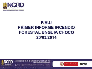 P.M.U
PRIMER INFORME INCENDIO
FORESTAL UNGUIA CHOCO
20/03/2014
 