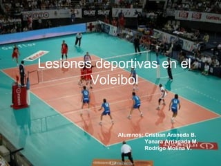 Lesiones deportivas en el Voleibol Alumnos: Cristian Araneda B.   Yanara Arriagada M.   Rodrigo Molina V. 