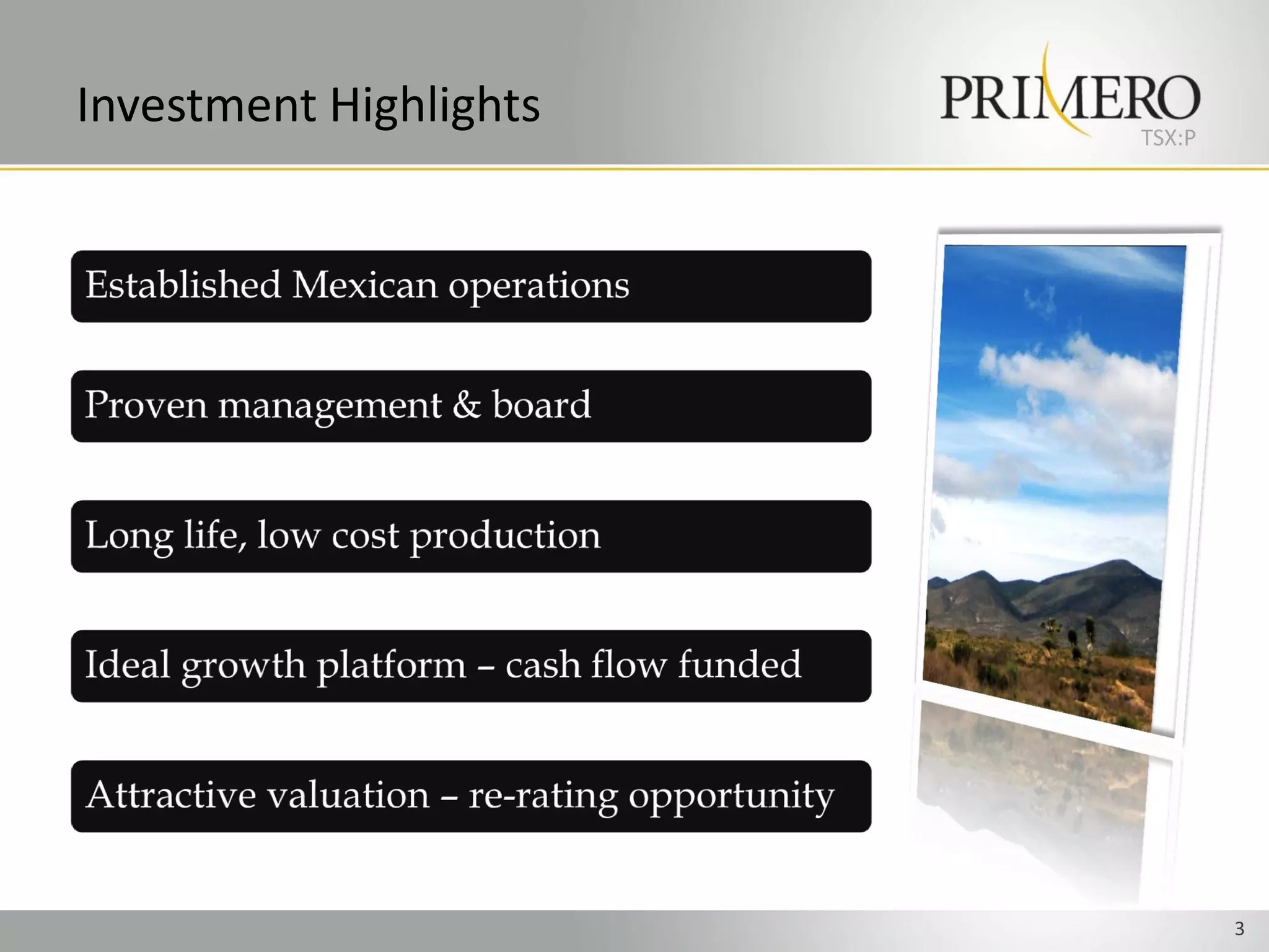 Investment Highlights   TSX:P




                                3
 