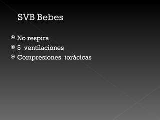 No respira 5  ventilaciones Compresiones  torácicas 