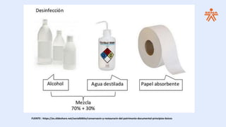 FUENTE : https://es.slideshare.net/socialbiblio/conservacin-y-restauracin-del-patrimonio-documental-principios-bsicos
 