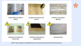 FUENTE : https://es.slideshare.net/socialbiblio/conservacin-y-restauracin-del-patrimonio-documental-principios-bsicos
 