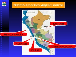 CARAL KOTOSH CERRO PALOMA PARAÍSO HUACA PRIETA PRINCIPALES SITIOS ARQUEOLÓGICOS 