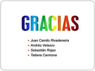  Juan Camilo Rivadeneira
 Andrés Velasco
 Sebastián Rojas
 Tatiana Carmona
 
