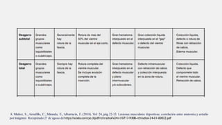8. Muñoz, S., Astudillo, C., Miranda, E., Albarracin, F. (2018). Vol. 24, pág 22-33. Lesiones musculares deportivas: correlación entre anatomía y estudio
porimágenes Recuperado 27 de agoso de https://scielo.conicyt.cl/pdf/rchradiol/v24n1/0717-9308-rchradiol-24-01-00022.pdf
 