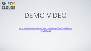 13
DEMO VIDEO
http://www.youtube.com/watch?v=5weiQSW0S8o&featu
re=youtu.be