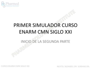 PRIMER SIMULADOR CURSO
  ENARM CMN SIGLO XXI
  INICIO DE LA SEGUNDA PARTE
 