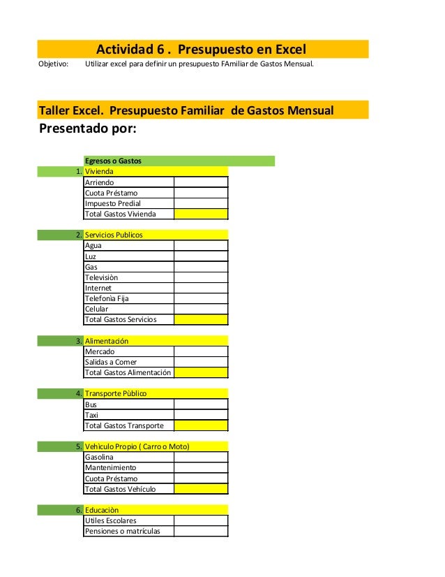 primer taller de excel