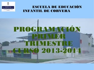 ESCUELA DE EDUCACIÒN
INFANTIL DE CORVERA
PROGRAMACIÓN
PRIMER
TRIMESTRE
CURSO 2013-2014
 