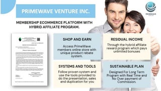 Primewave Venture Incorporated a Membership Ecommerce Platform with ...